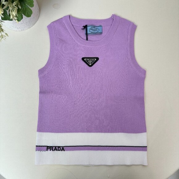 Prada Purple Knitted Sleeveless Vest Women's Size S - Picture 1 of 9